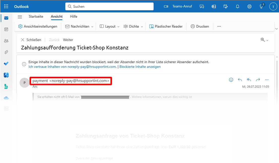 Überprüfung der Absender E-Mail-Adresse