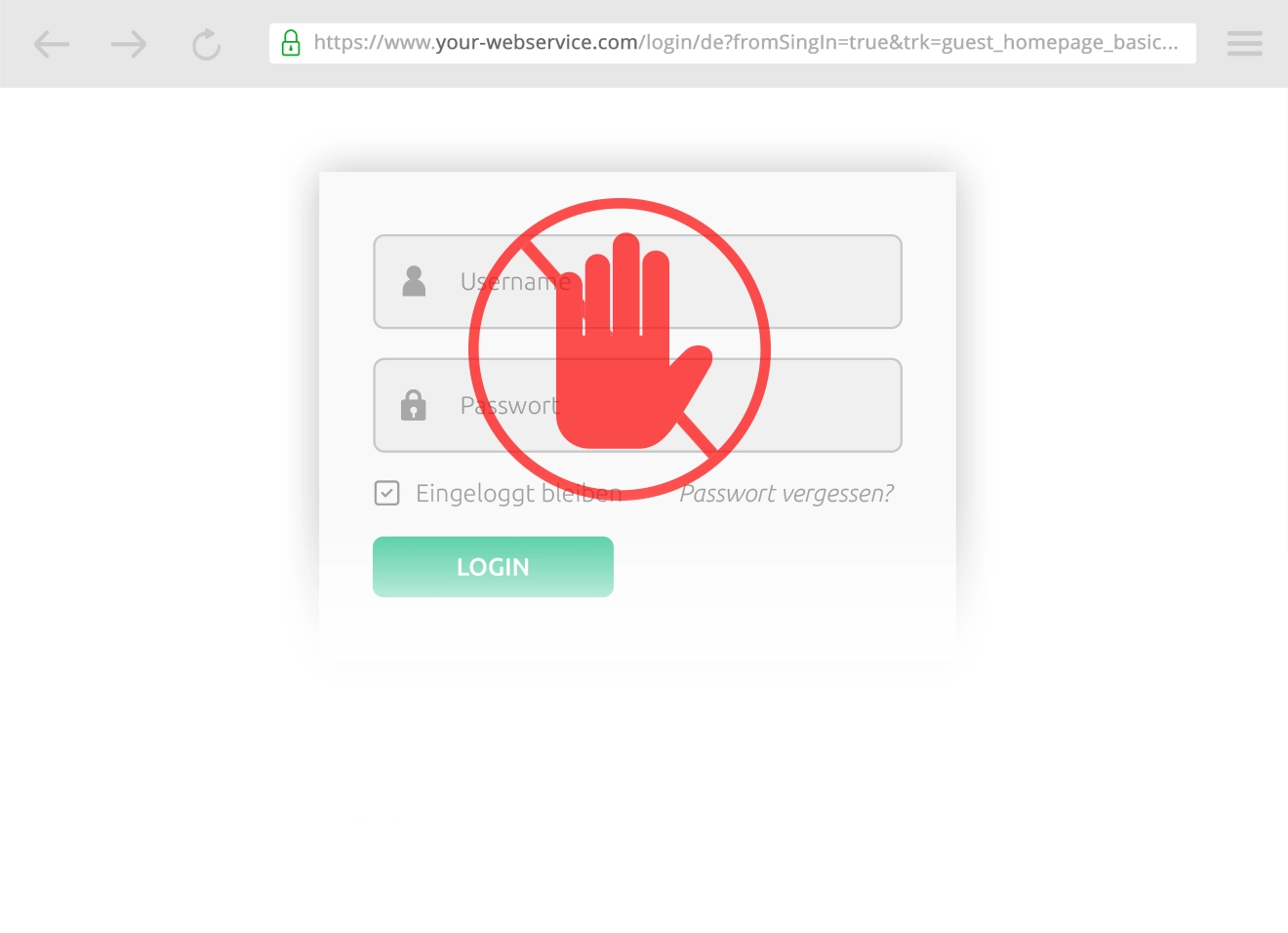 Slider Browseransicht der ursprünglichen Login-Maske mit dem Hinweis der Seiten-Aktualisierung