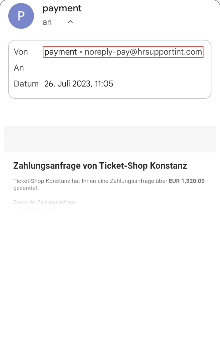 Überprüfung der Absender E-Mail-Adresse auf mobilen Geräten