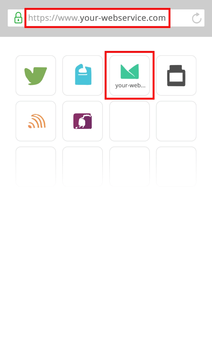 Slider mobile Browseransicht einer Suchmaschine und von Browser-Lesezeichen